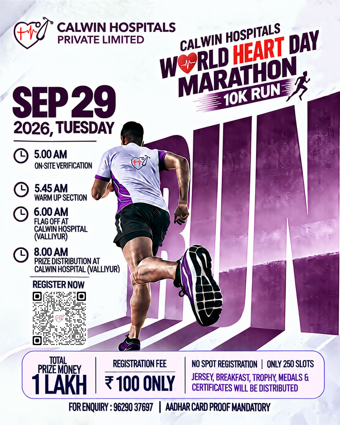World Heart Day 10KM Marathon Organized by Calwin Hospitals 2026